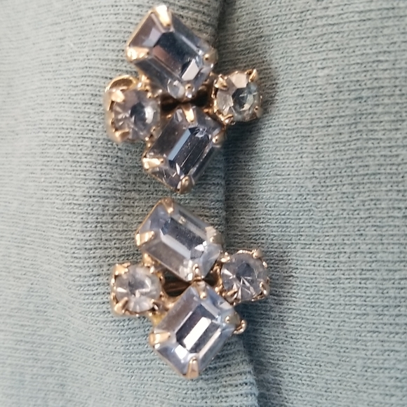 Vtg blue topaz rhinestone earrings - Picture 6 of 6
